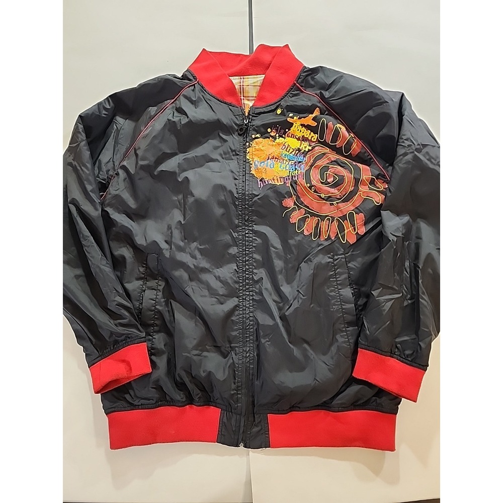 Request Reversible Bomber Jacket Plaid / Black Graphic Y2K Streetwear Men's 3XL